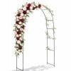 principale_arco da giardino Arco da giardino in metallo nero decorato con rose artificiali per cerimonie e matrimoni