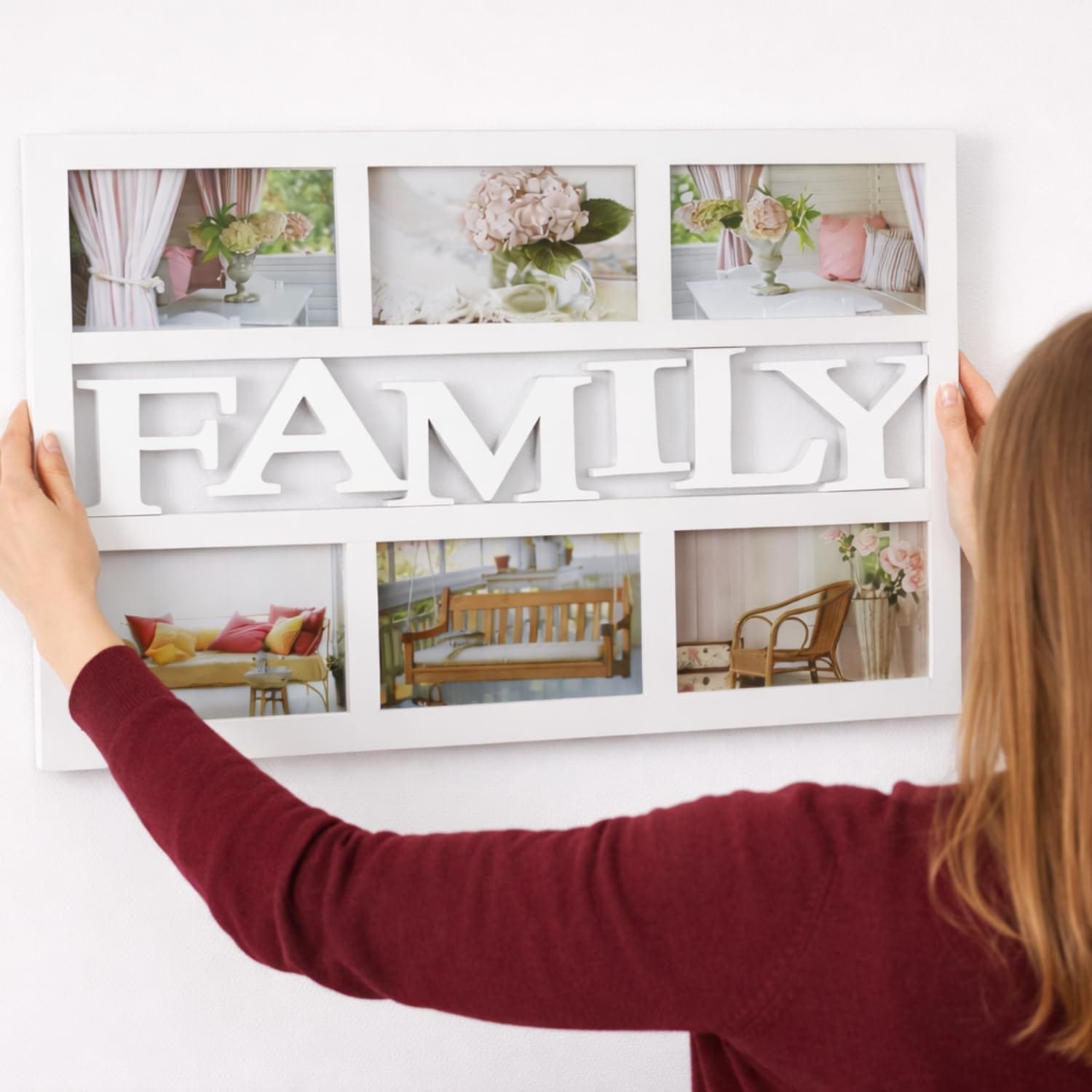 Installazione del quadro portafoto FAMILY da parete, montaggio semplice e allineamento facile
