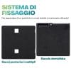 Sistema di fissaggio posteriore del quadro multifoto con ganci multipli e gancio dentellato