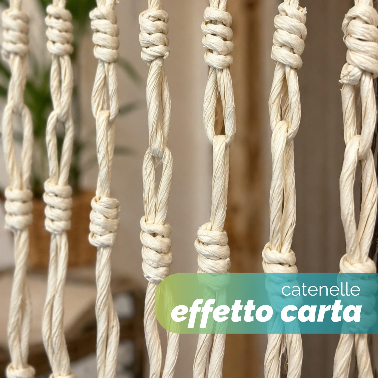 dettagli-tenda-effetto-carta Dettaglio corde intrecciate beige effetto carta naturale