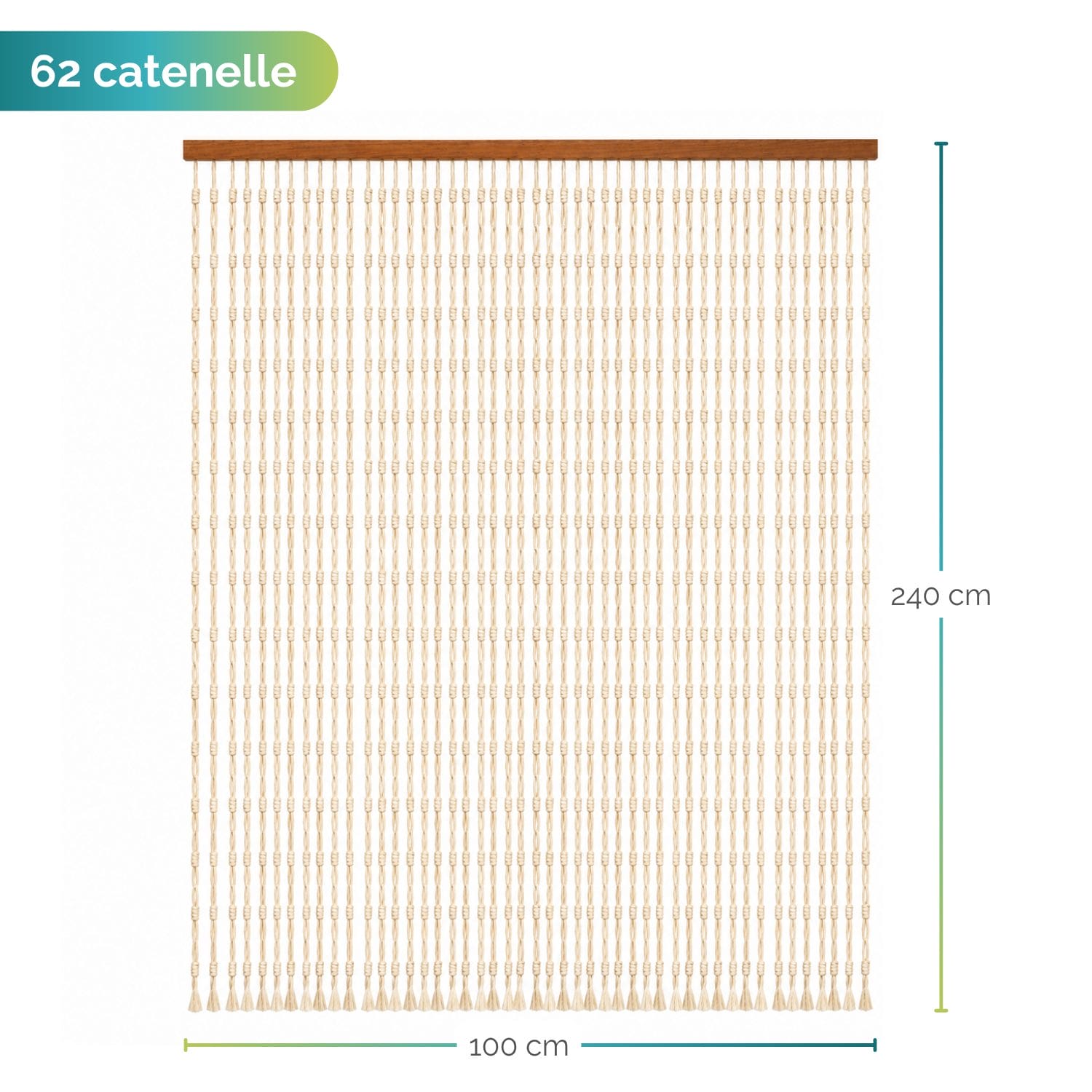 Tenda a catenelle beige 120x240 cm per porte e finestre