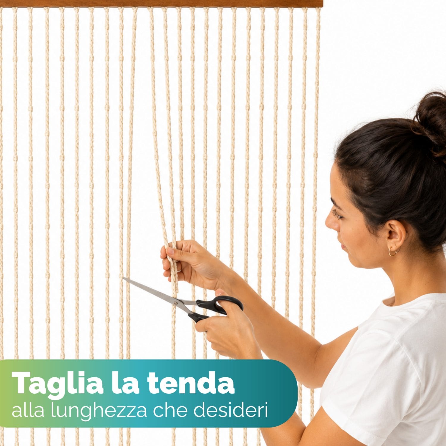 Tenda a corde tagliabile alla lunghezza desiderata