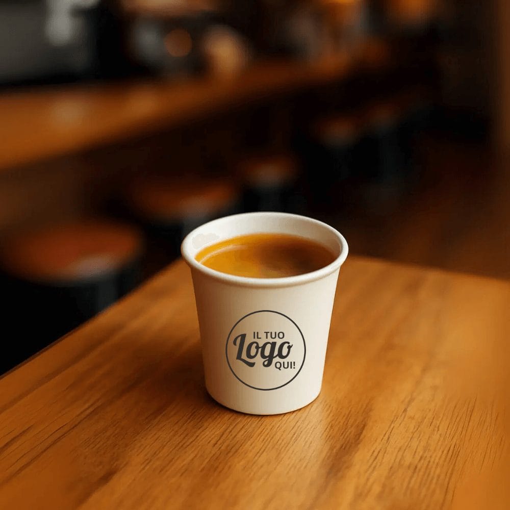 Bicchierini caffè 75 ml personalizzati con logo per bar e asporto