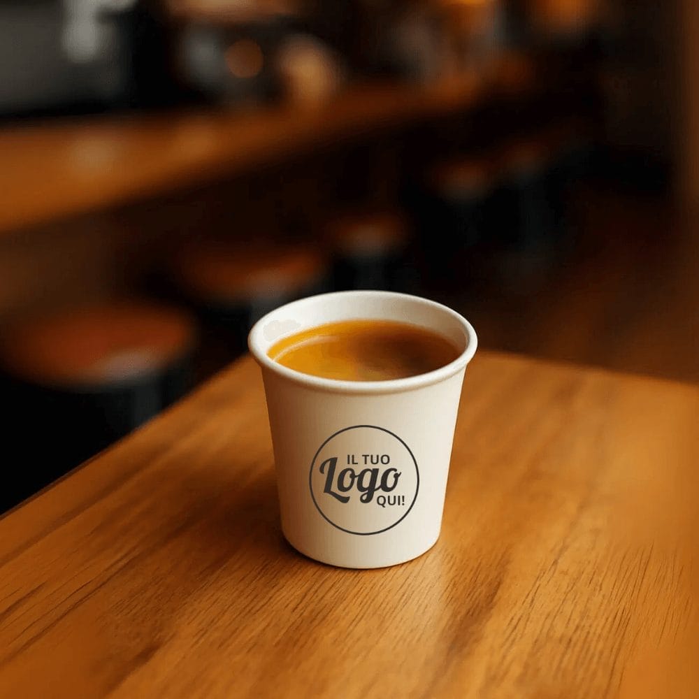 Bicchierini caffè 75 ml personalizzati con logo per bar e asporto