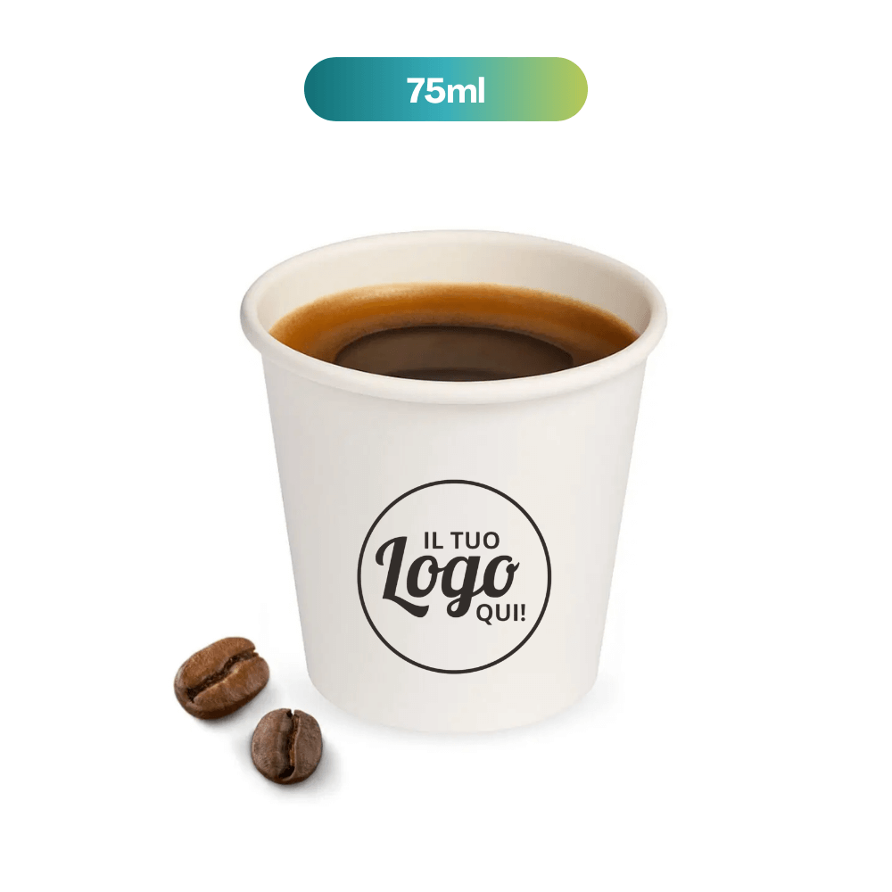 Bicchierini caffè 75 ml in carta personalizzati con logo aziendale