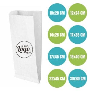 Sacchetti carta kraft Bianchi personalizzati