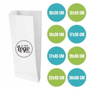 Sacchetti carta kraft Bianchi personalizzati