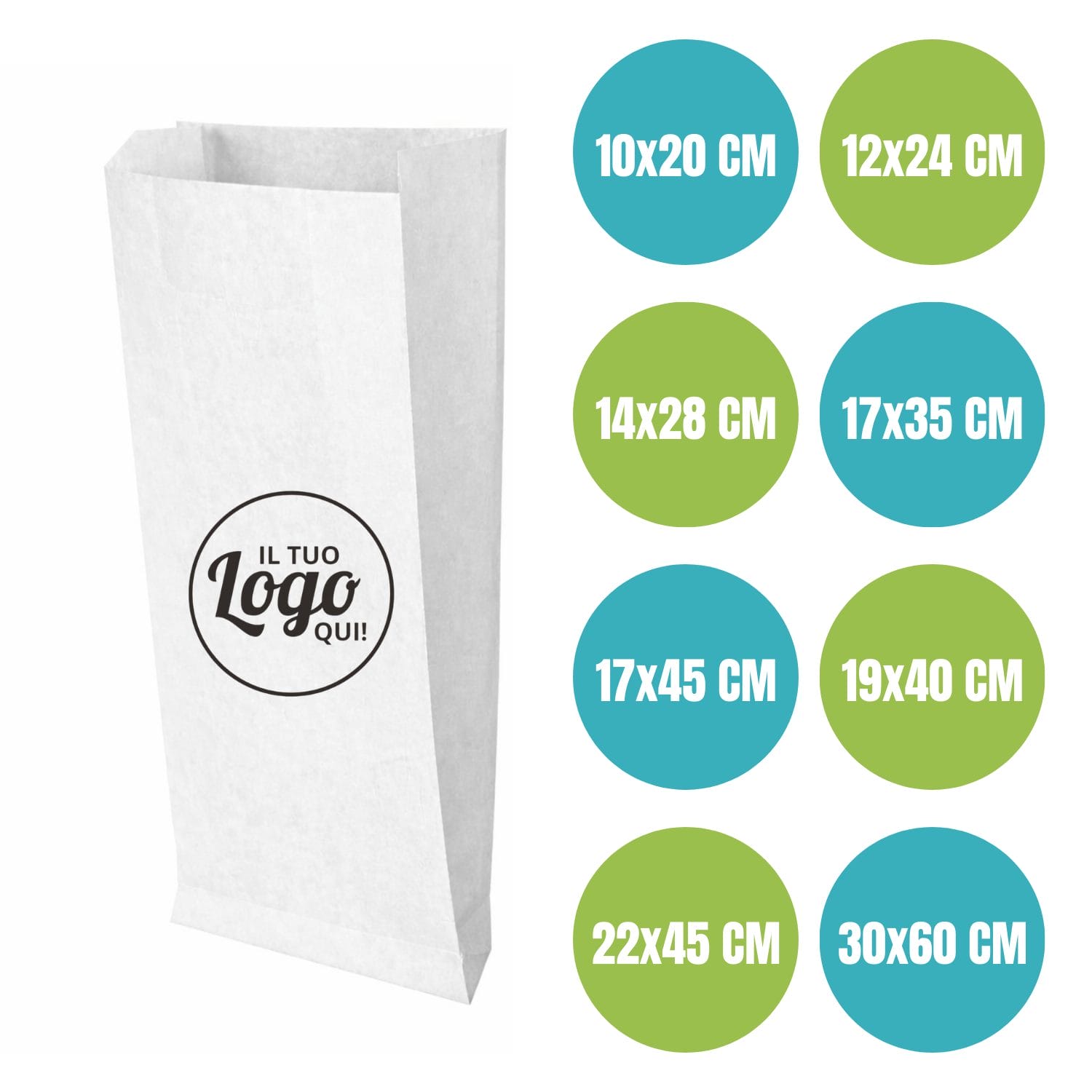 sacchetti-carta-kraft-bianca-dimensioni-personalizzati Sacchetti carta kraft bianca personalizzati con logo per bar e take away con cornetto