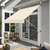 Tenda da sole beige 300x300 cm installata su terrazzo con struttura a morsetto senza forare il muro