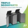 tre-scomparti-Mobile Pattumiera Pattumiera differenziata a 3 scomparti con apertura superiore e sportelli frontali