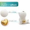 Bomboniera a forma di foca in ceramica effetto sabbiato con cuore dorato e luce LED