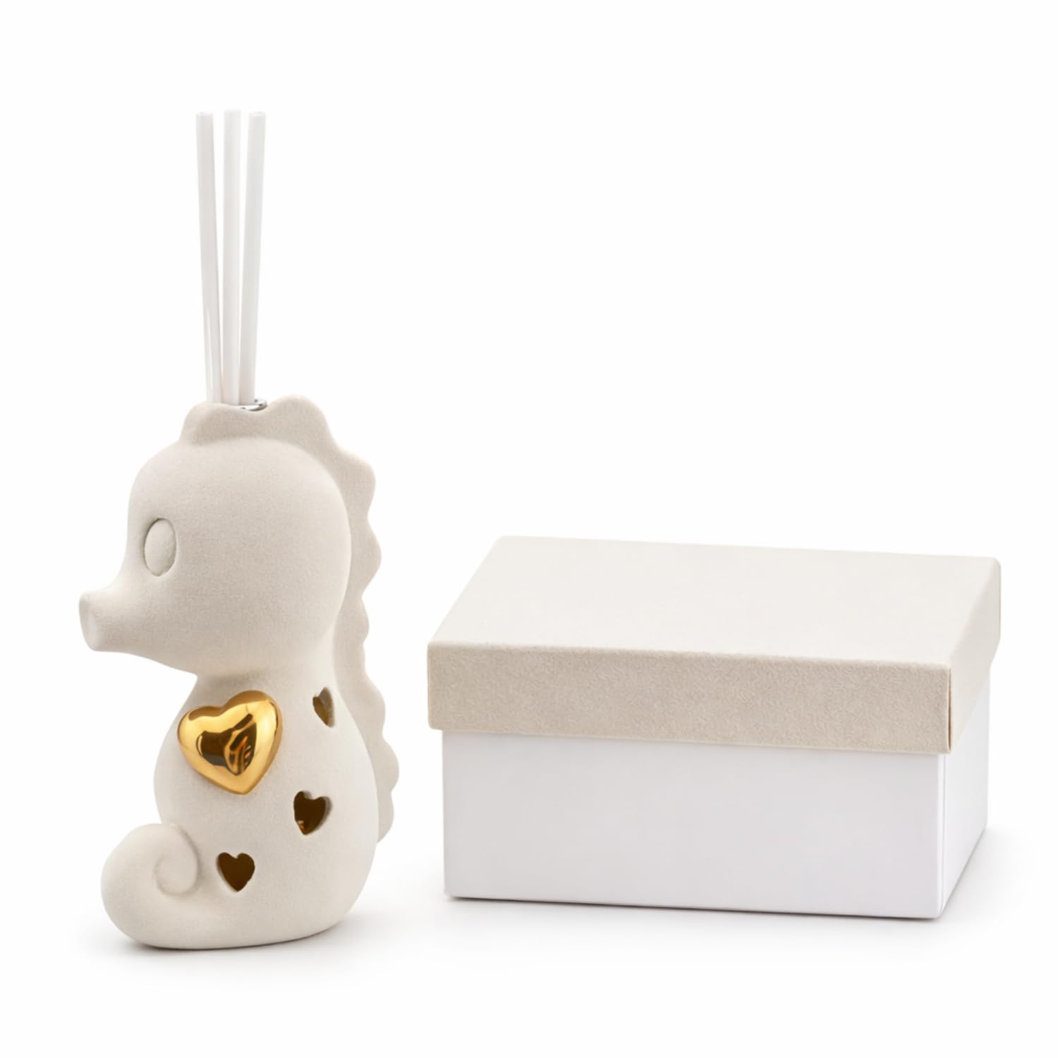 Bomboniera cavalluccio marino con scatola regalo e diffusore profumo