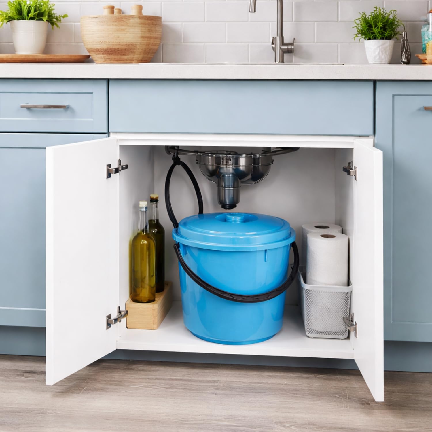 pattumiera sottolavello azzurra 18L per cucina compatta e salvaspazio