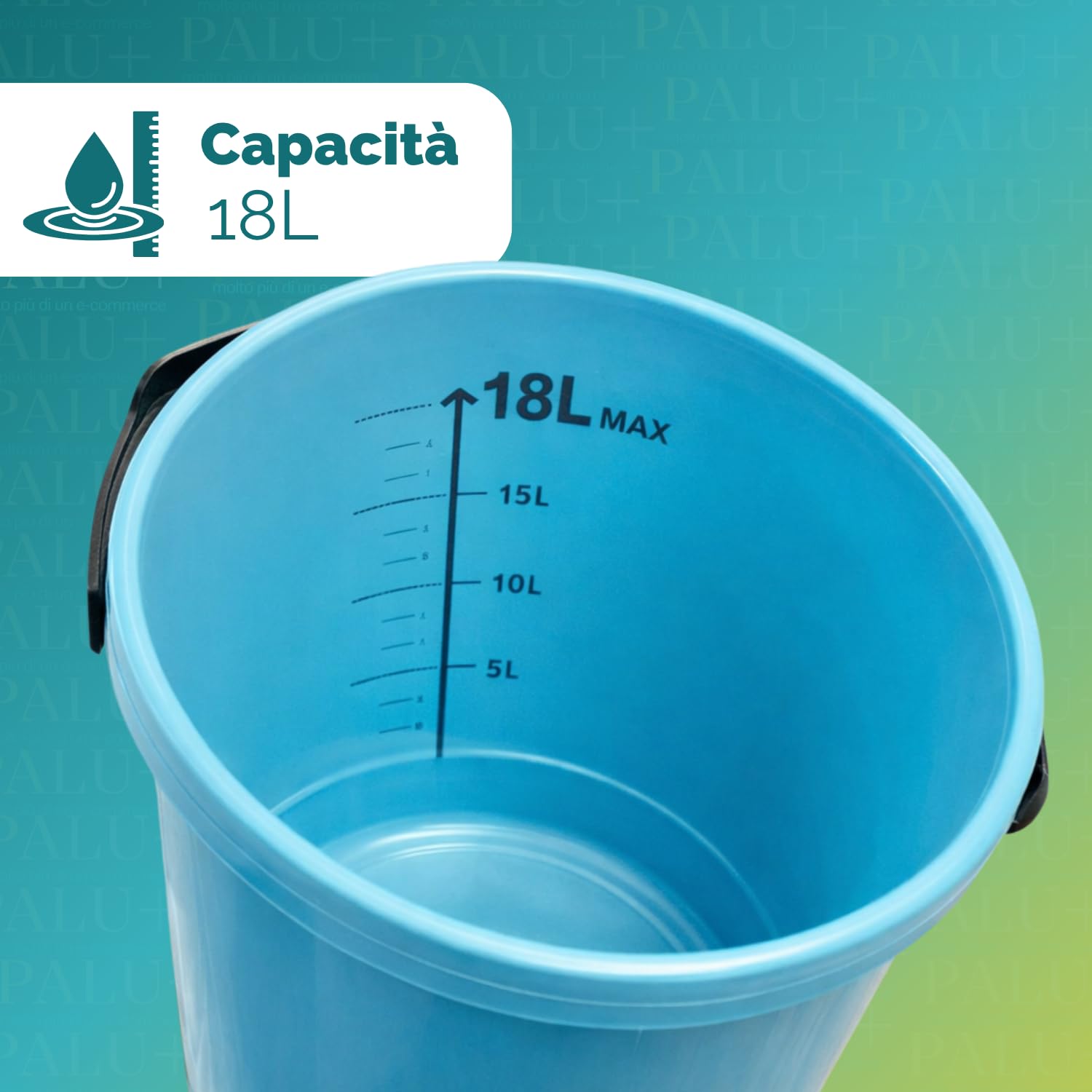 bidoncino pattumiera azzurro 18L con scala graduata interna