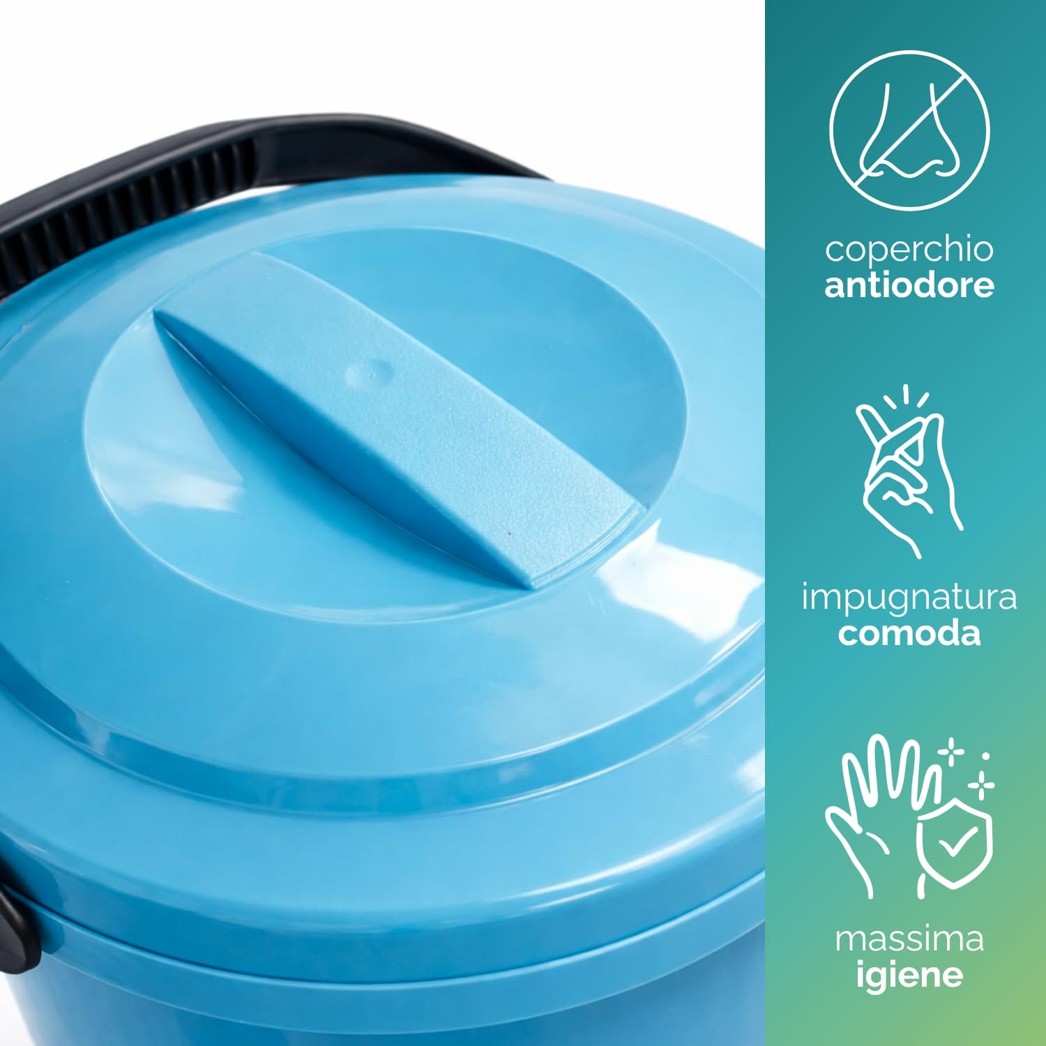 coperchio antiodore bidoncino pattumiera azzurro 18 litri