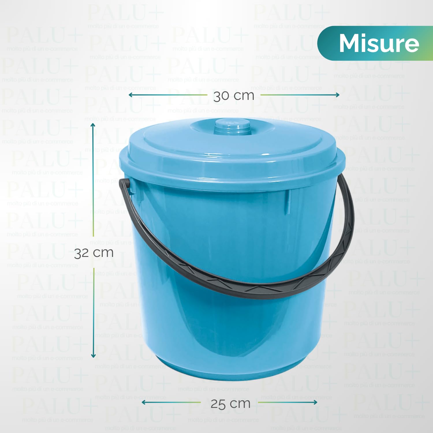 bidoncino pattumiera azzurro 18L dimensioni 30x30x32 cm