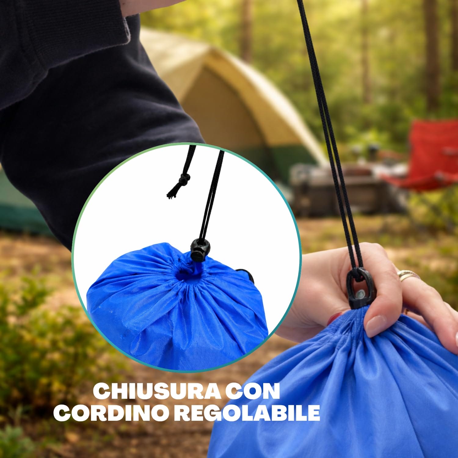 Sacca per trasporto sedia pieghevole con chiusura a cordino regolabile per campeggio e outdoor