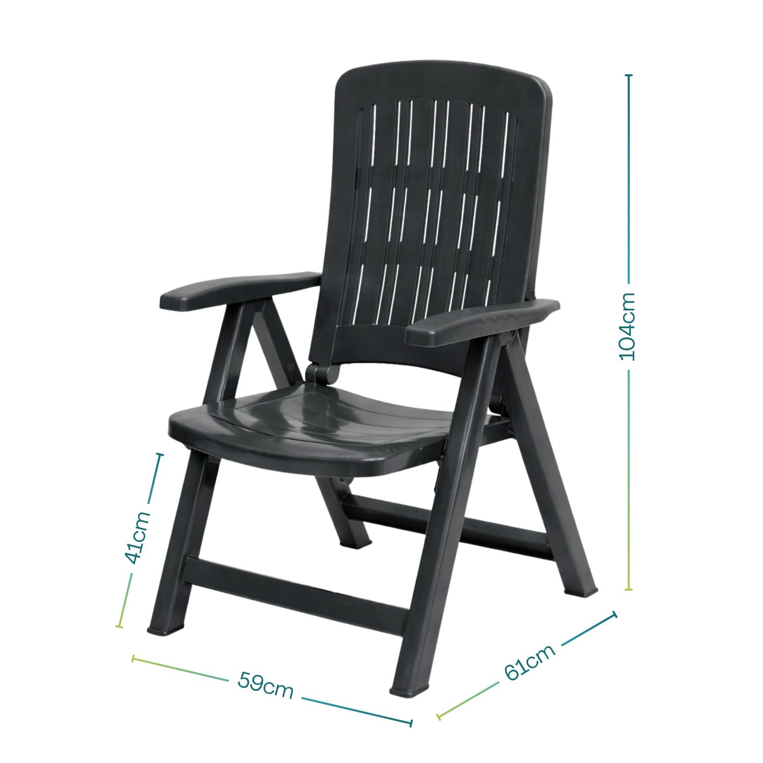 Poltrona da esterno in plastica rigida da 59x61x104 cm