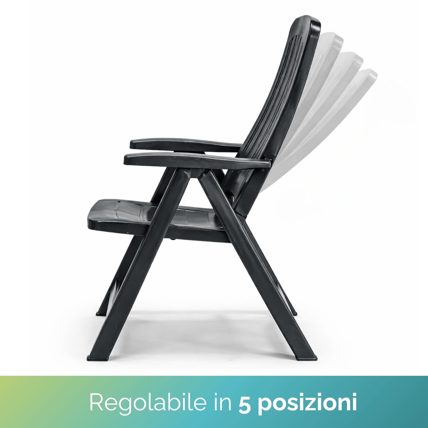 sdraio piccola in plastica verde posizioni Poltrona pieghevole da giardino antracite reclinabile 5 posizioni