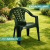 sedie in plastica verdi caratteristiche Sedia plastica verde da giardino con braccioli resistente a sole e pioggia