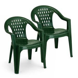 Sedia di plastica verde impilabile