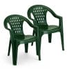 sedie in plastica verdi Sedia da giardino in plastica verde con braccioli, impilabile per esterno