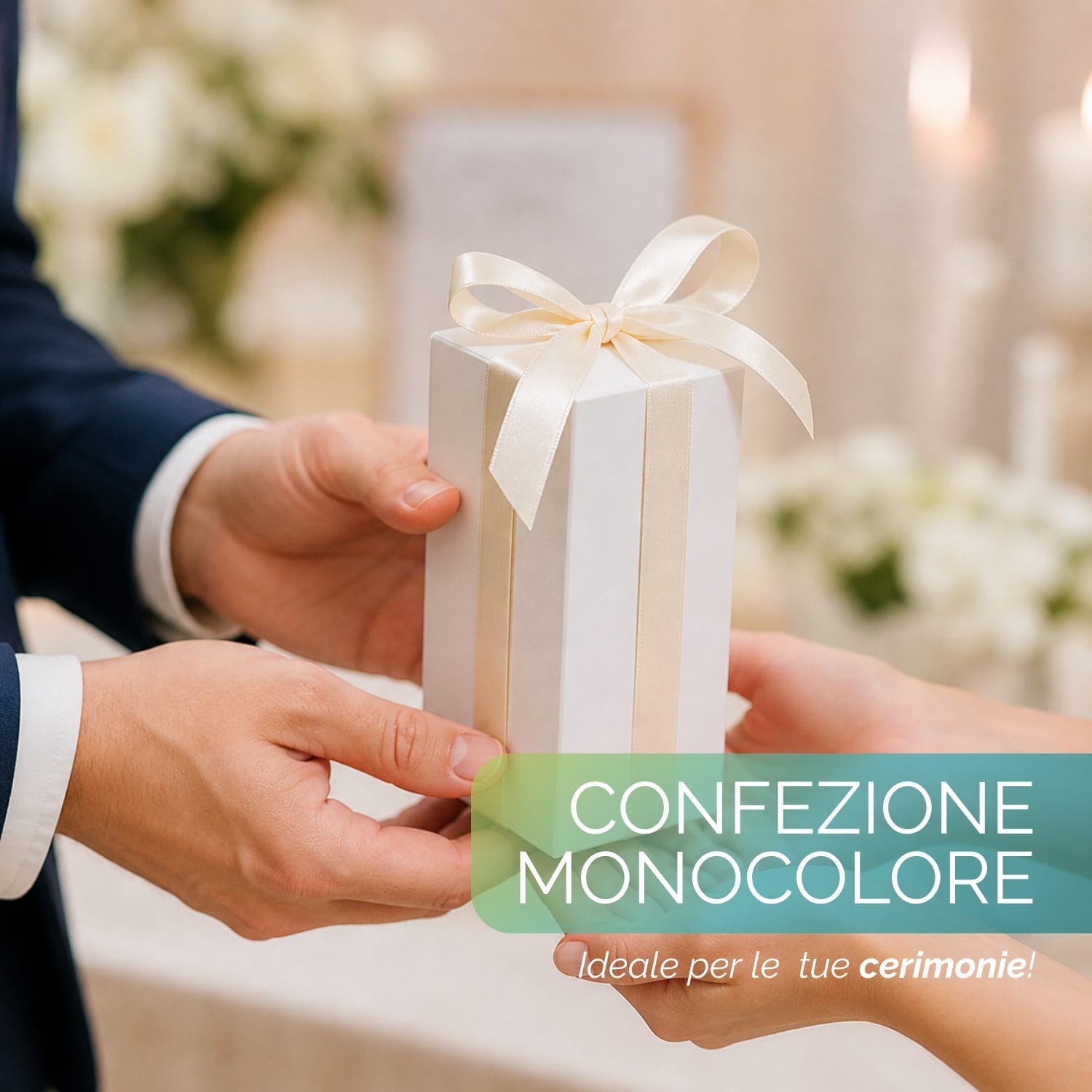 Clessidra regalo con packaging elegante e design raffinato, adatta per matrimonio o comunione.