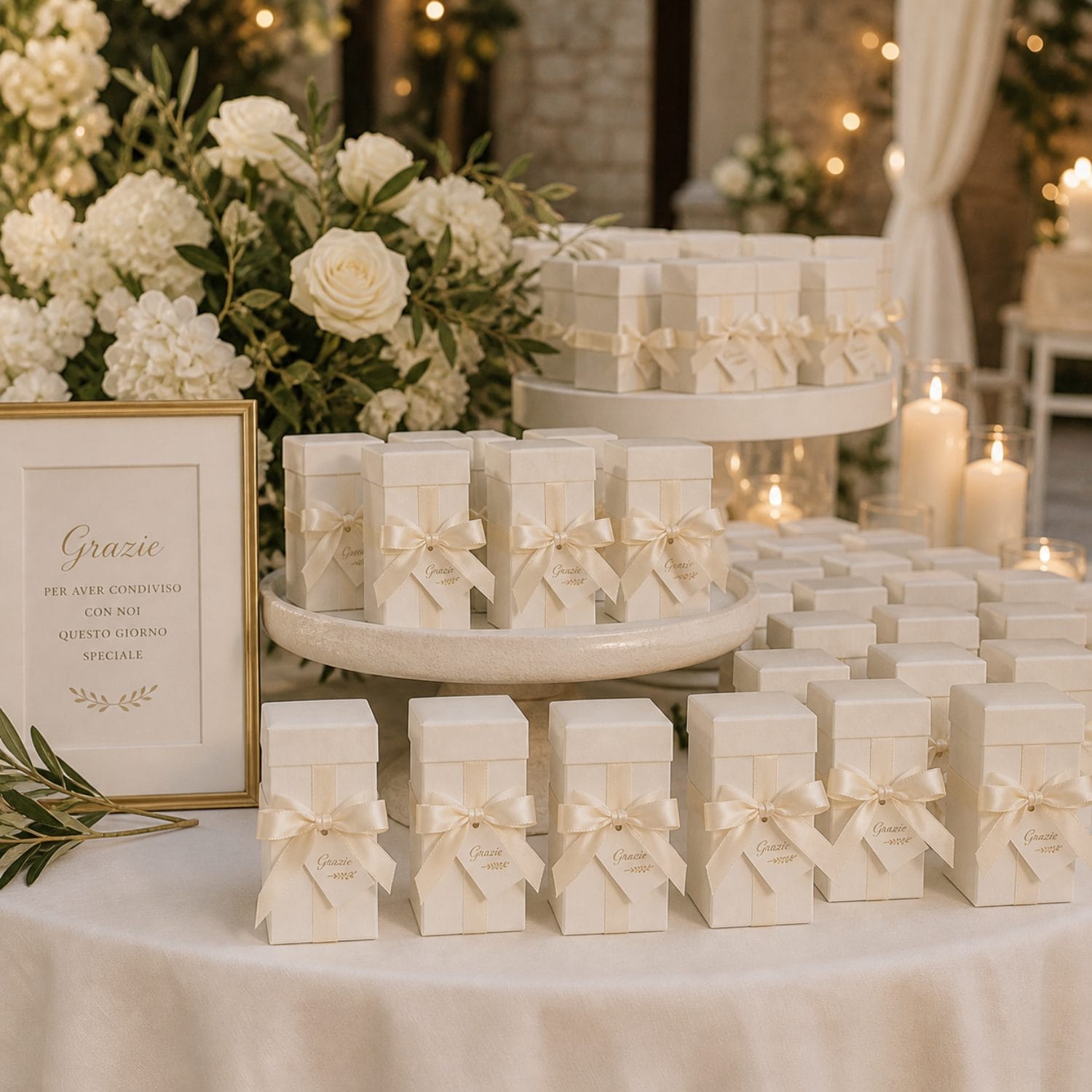 Clessidra regalo con packaging elegante e design raffinato, adatta per matrimonio o comunione.