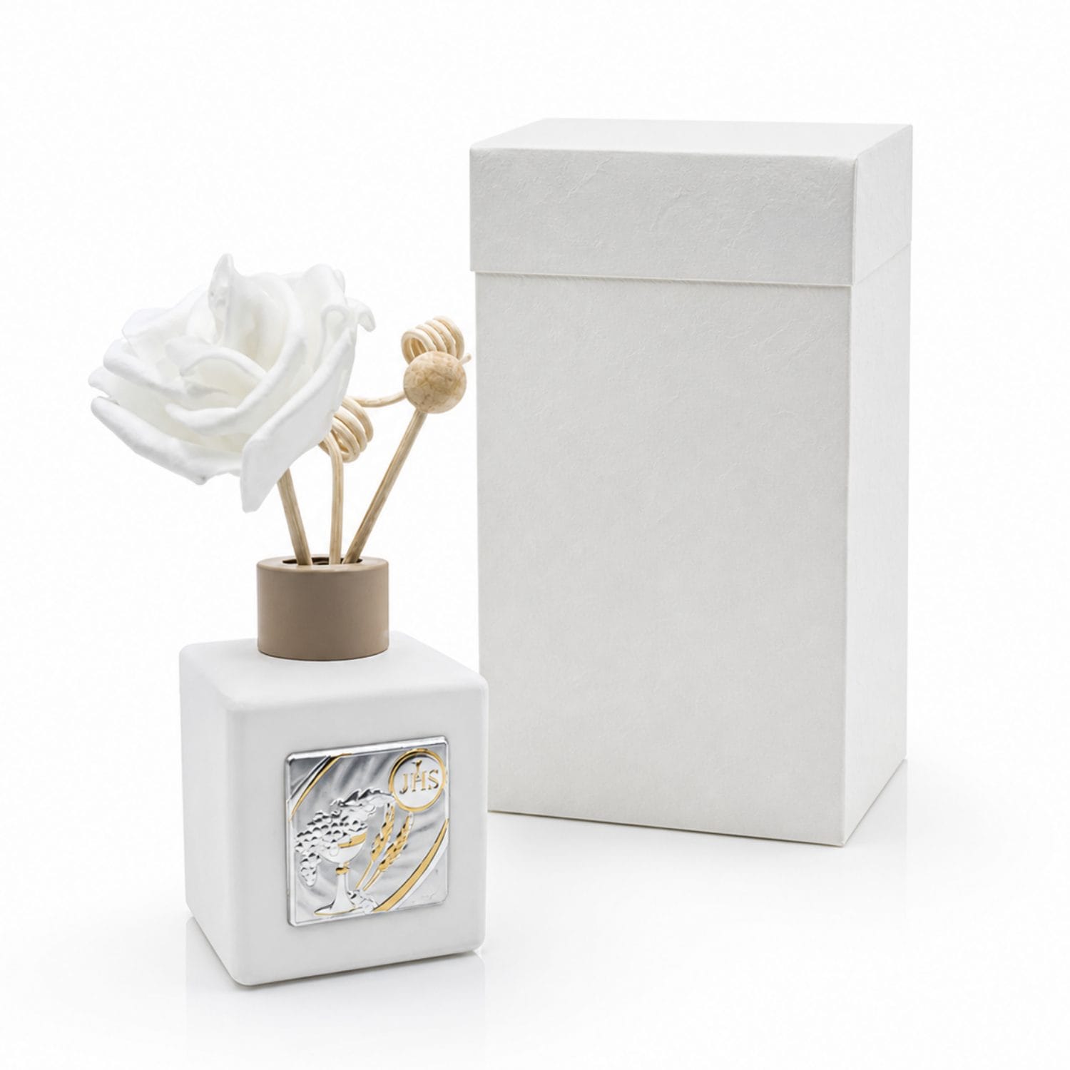 Diffusore per ambienti in ceramica con scatola regalo bianca coordinata.