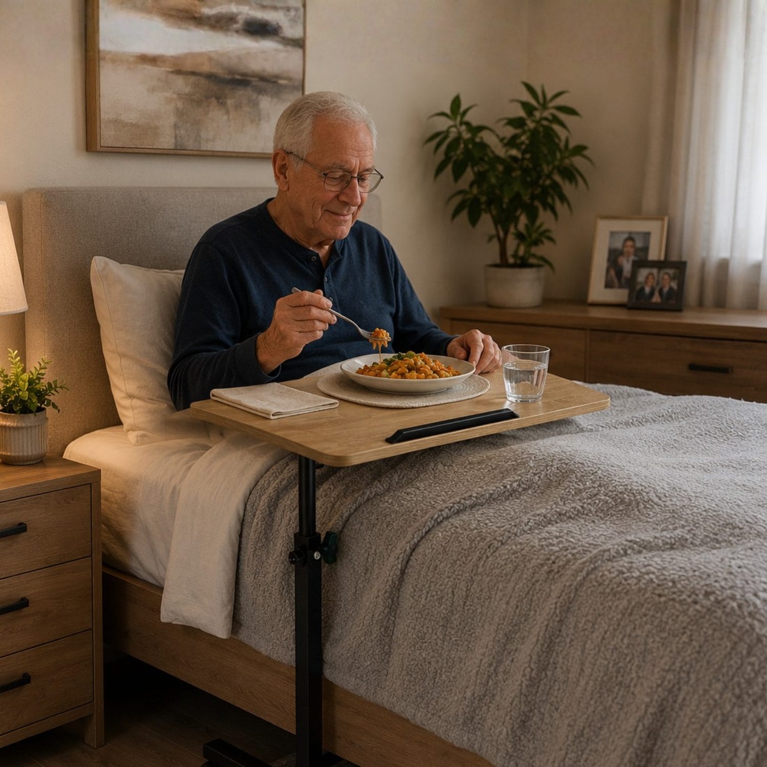 tavolo per computer con ruote Tavolino serviletto regolabile con ruote per mangiare comodamente a letto
