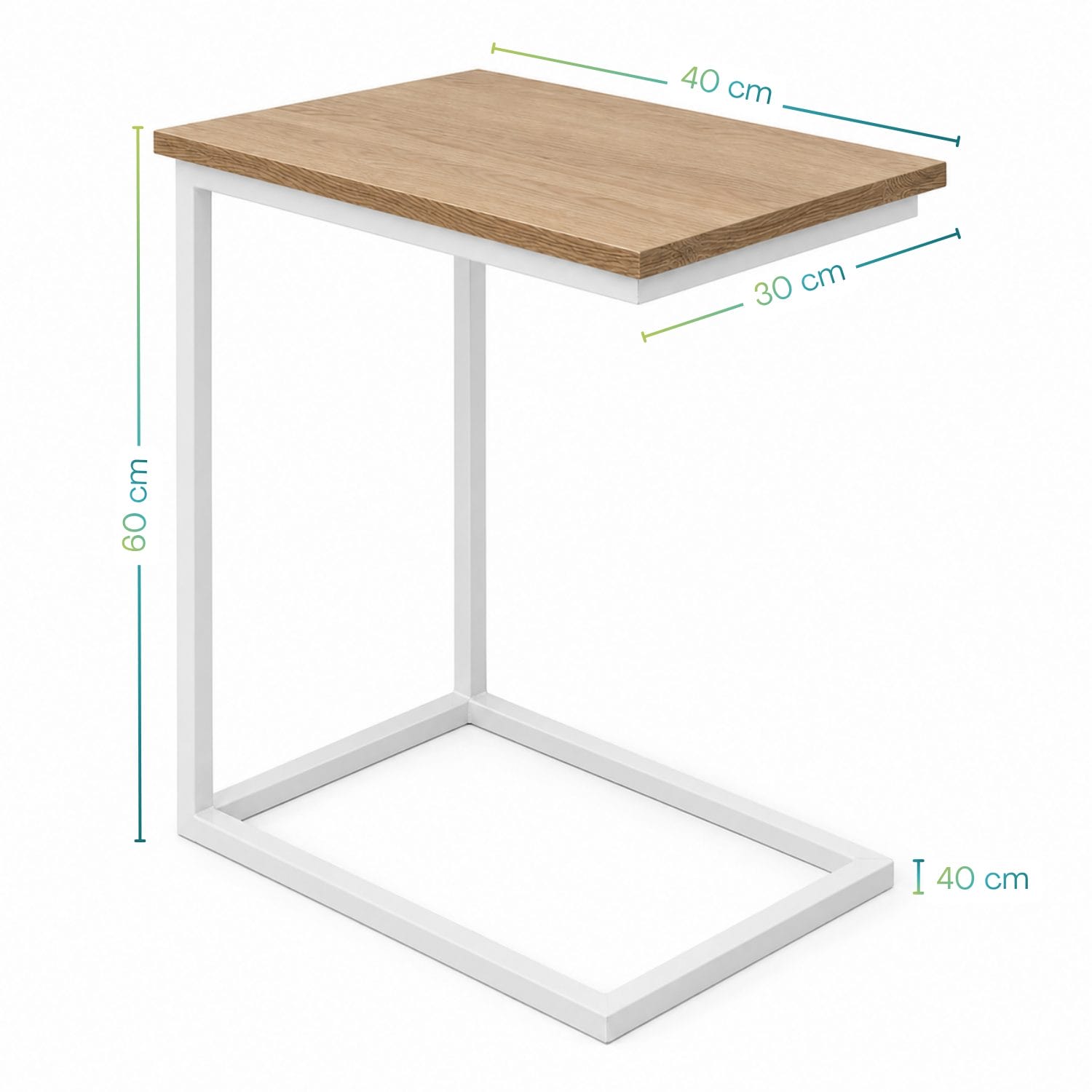 Tavolino a C per divano dimensioni 40x30x60 cm salvaspazio