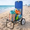Carrello spiaggia con ruote carico completo borse asciugamani e accessori mare
