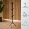 Attaccapanni da terra nero design albero con 9 ganci e base stabile triangolare