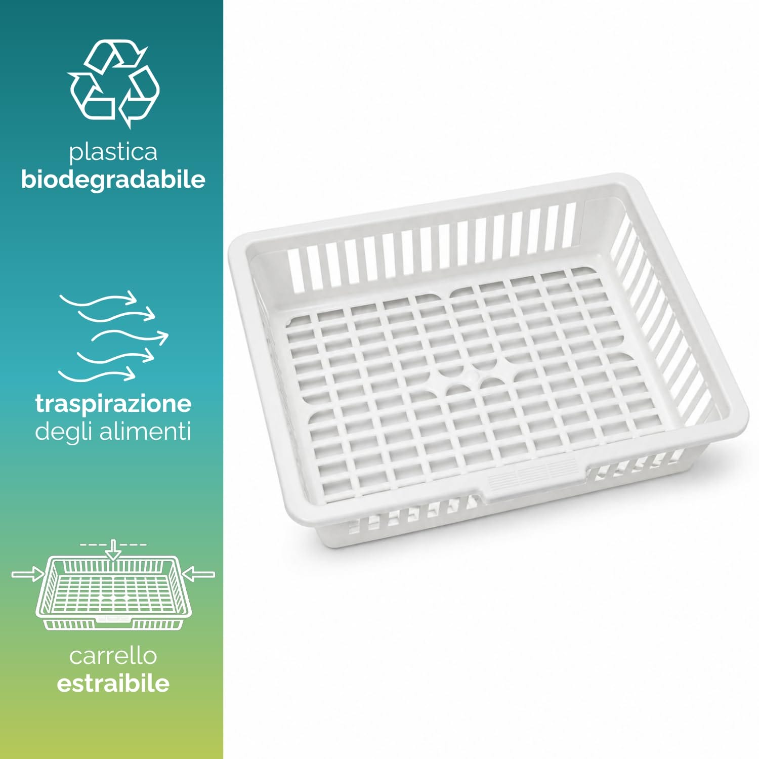 Cestello plastica traspirante per frutta e verdura estraibile