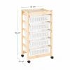 Carrello porta frutta legno 45x30x85 cm con 5 cestelli estraibili e ruote