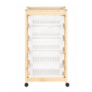 Carrello portafrutta con struttura in legno con ruote