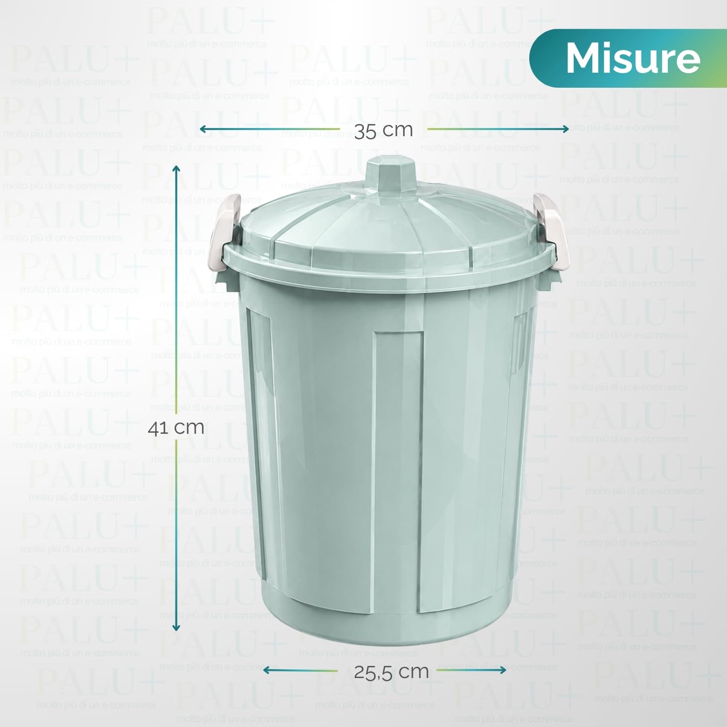 Bidone verde 21 litri con misure compatte e coperchio richiudibile