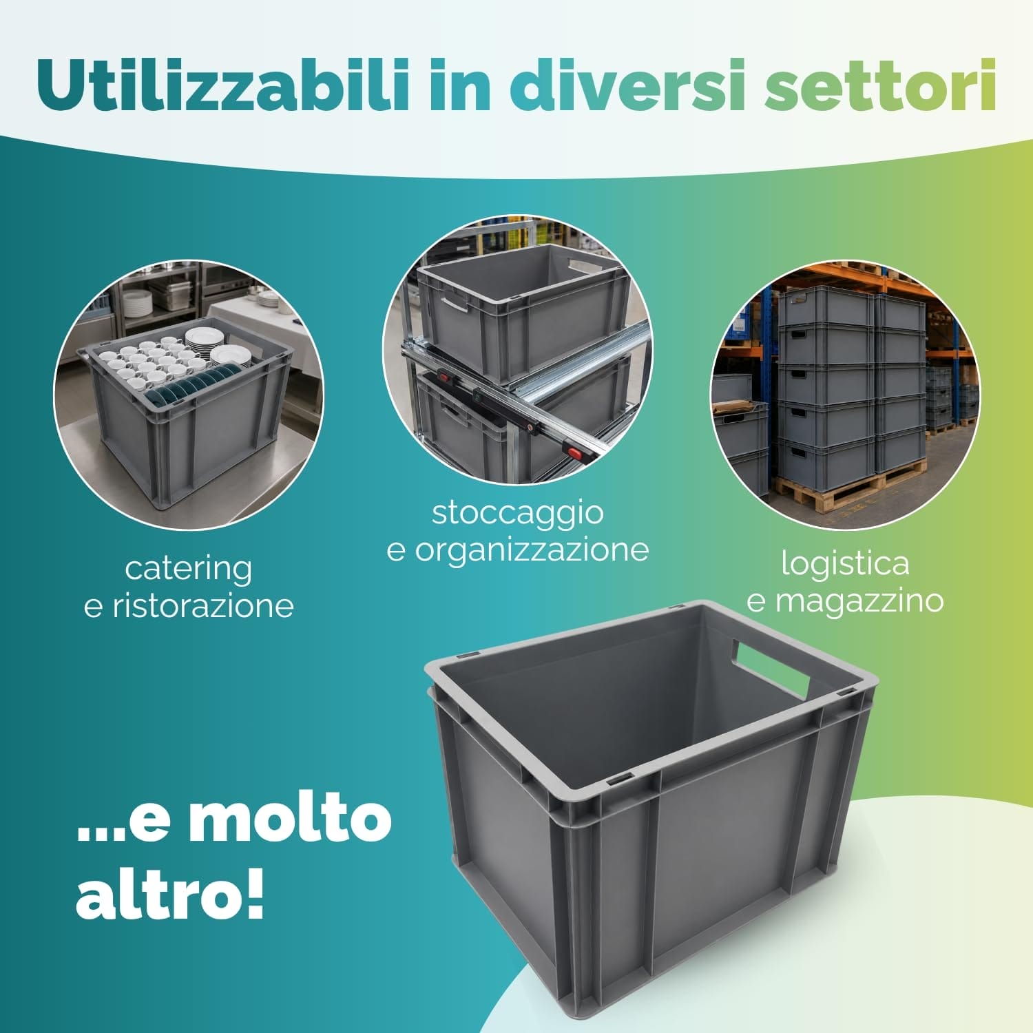 Cassetta Eurobox impilabile per logistica, magazzino e ristorazione