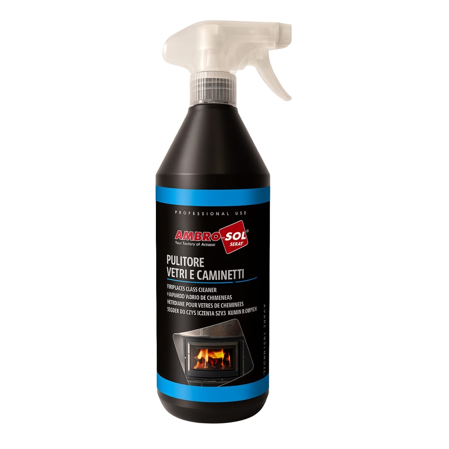 Pulitore vetri caminetti Ambro-Sol spray 750ml per camino e stufe