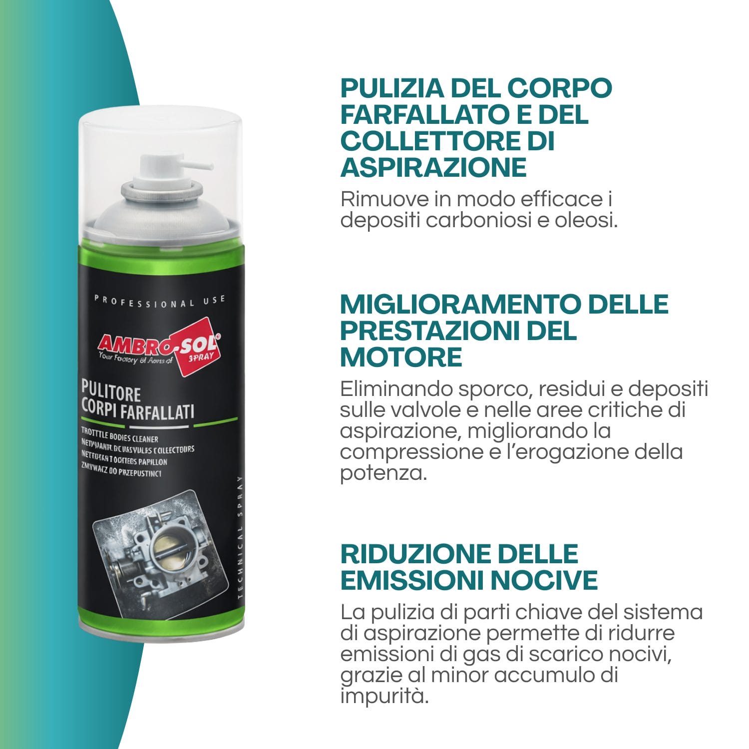 pulitore corpi farfallati utilizzi Pulitore corpi farfallati Ambro-Sol migliora prestazioni motore e riduce emissioni
