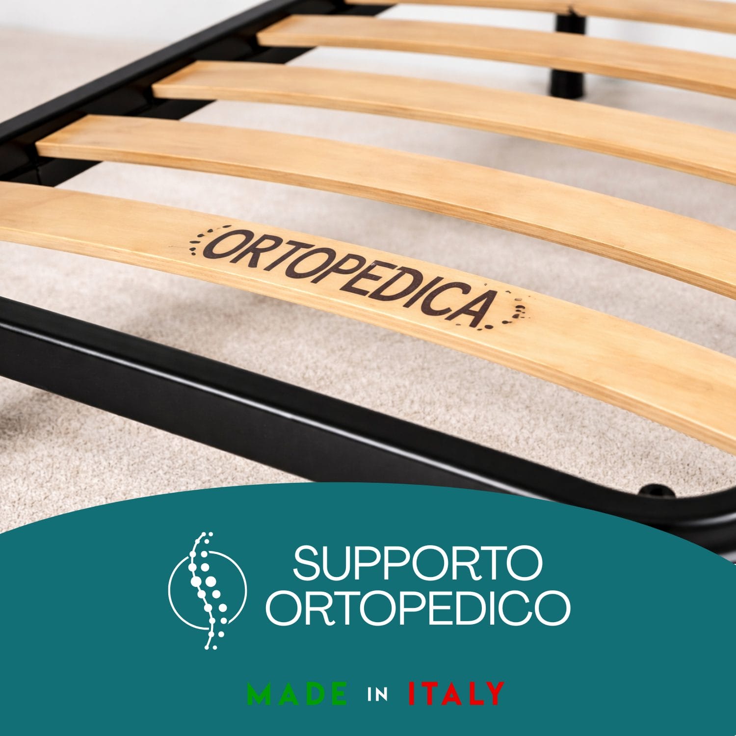 Doghe in legno di betulla su rete singola ortopedica in metallo