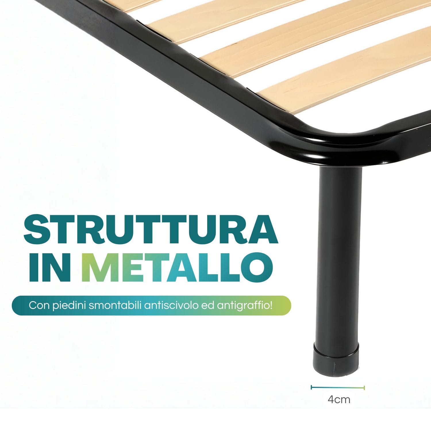 Struttura in metallo rinforzato della rete singola con finitura nera