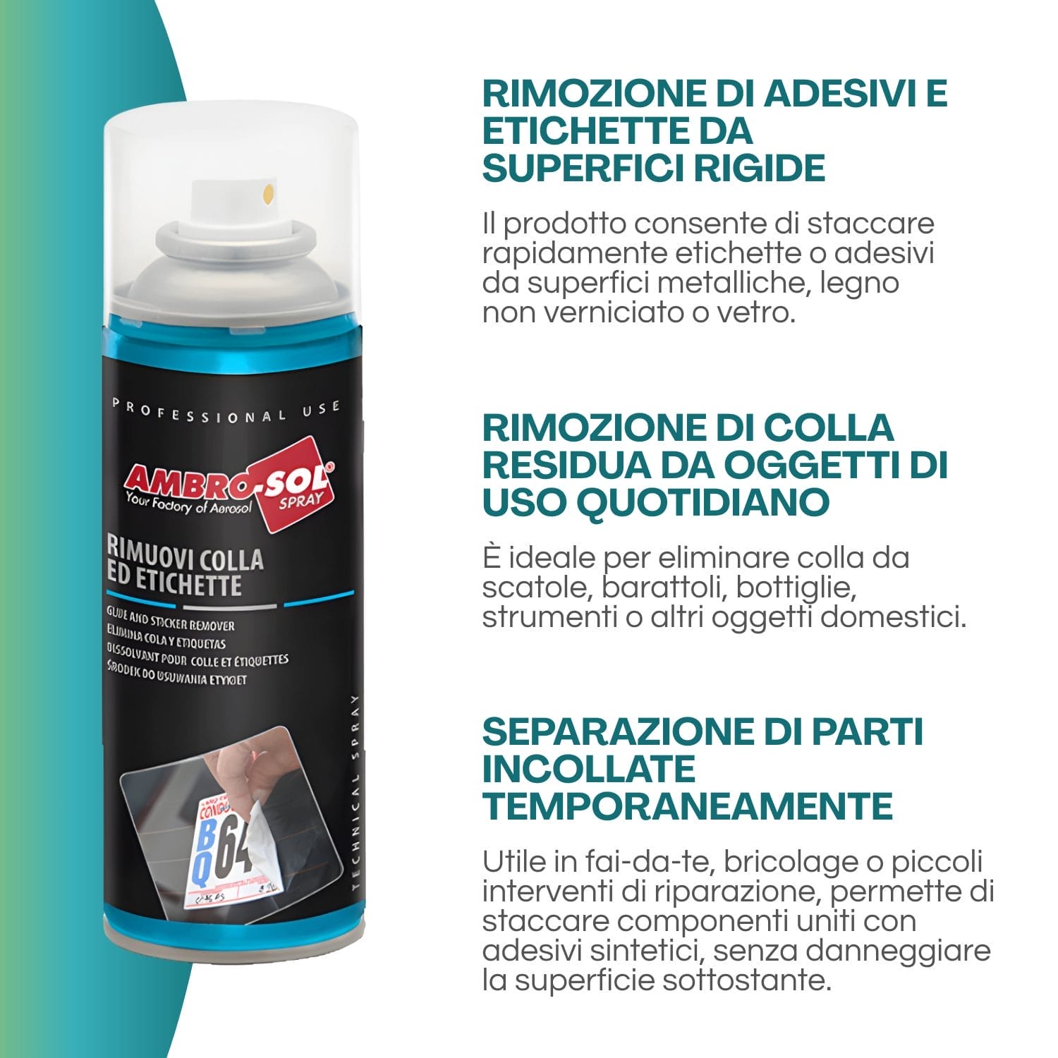 Spray rimuovi colla ed etichette per vetro, metallo e oggetti domestici senza danni