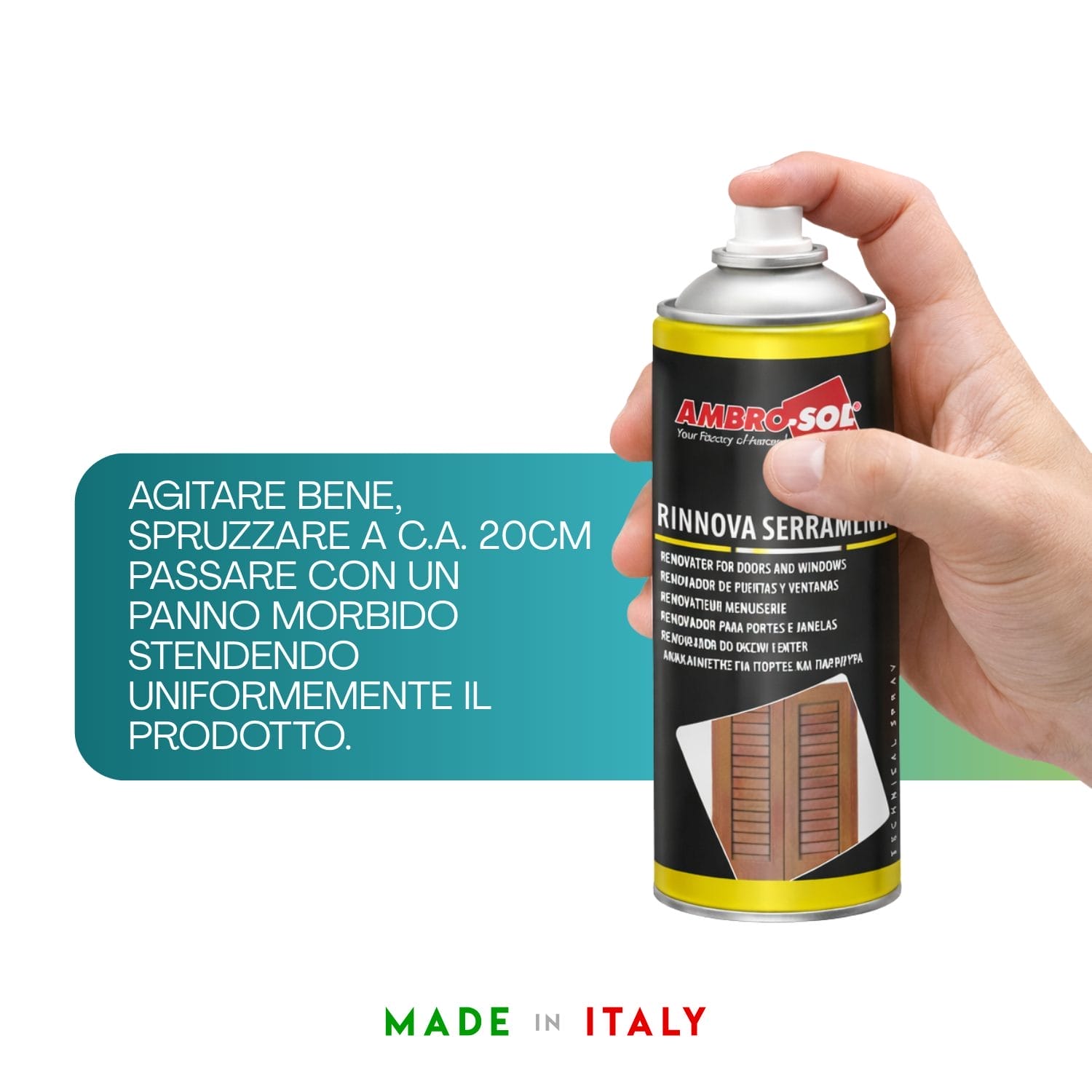 rinnova serramenti spray modo d'uso Rinnova Serramenti Ambro-Sol spray applicazione manuale per infissi e serramenti