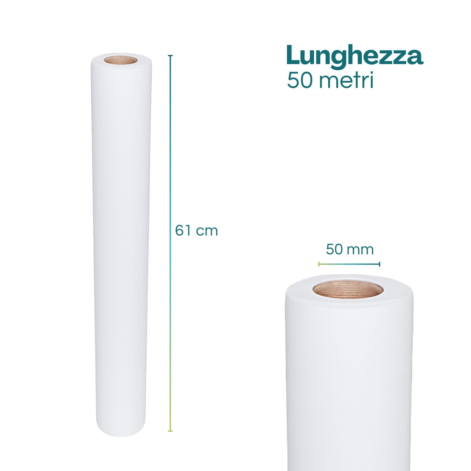 rotoli plotter misura 61x50 Rotolo carta plotter 61 cm x 50 m diametro 50 mm bianca per disegno tecnico