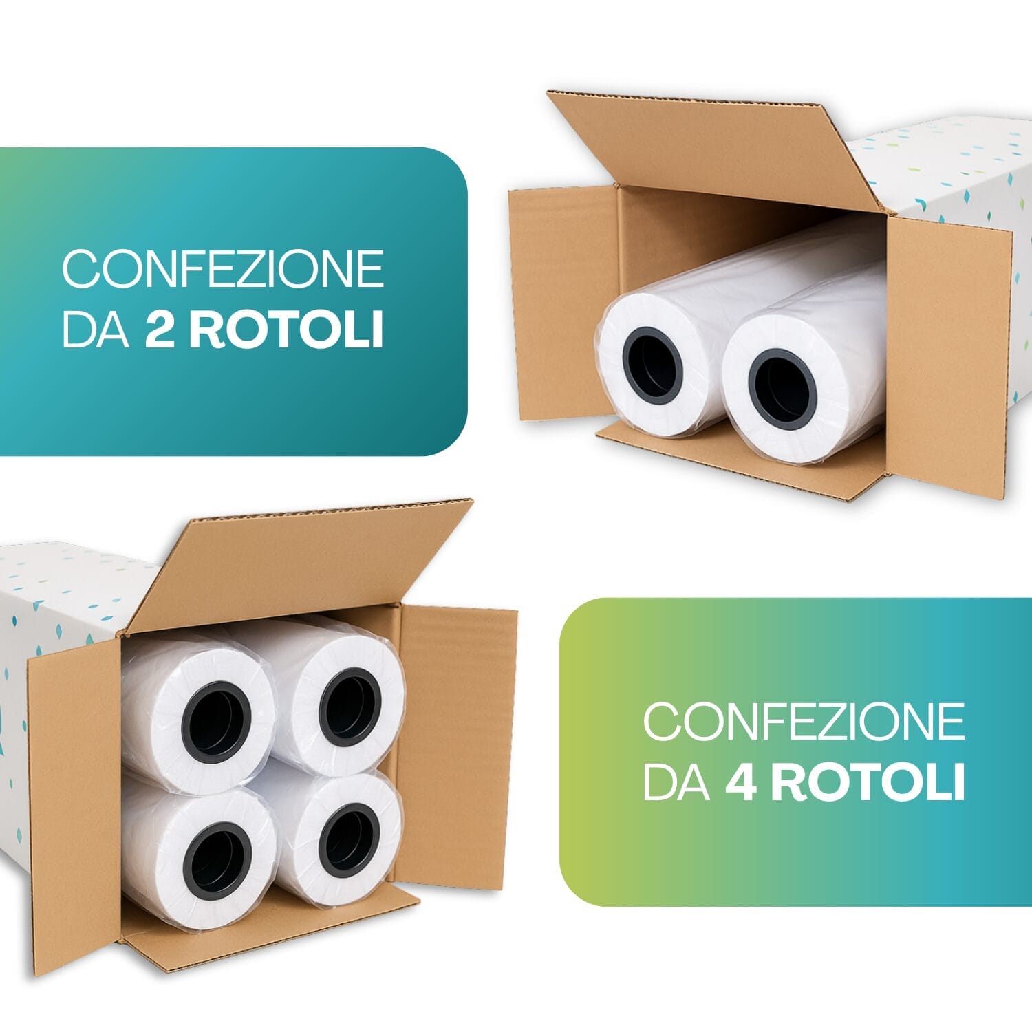 Confezioni carta plotter 2 o 4 rotoli bianca per stampanti inkjet CAD