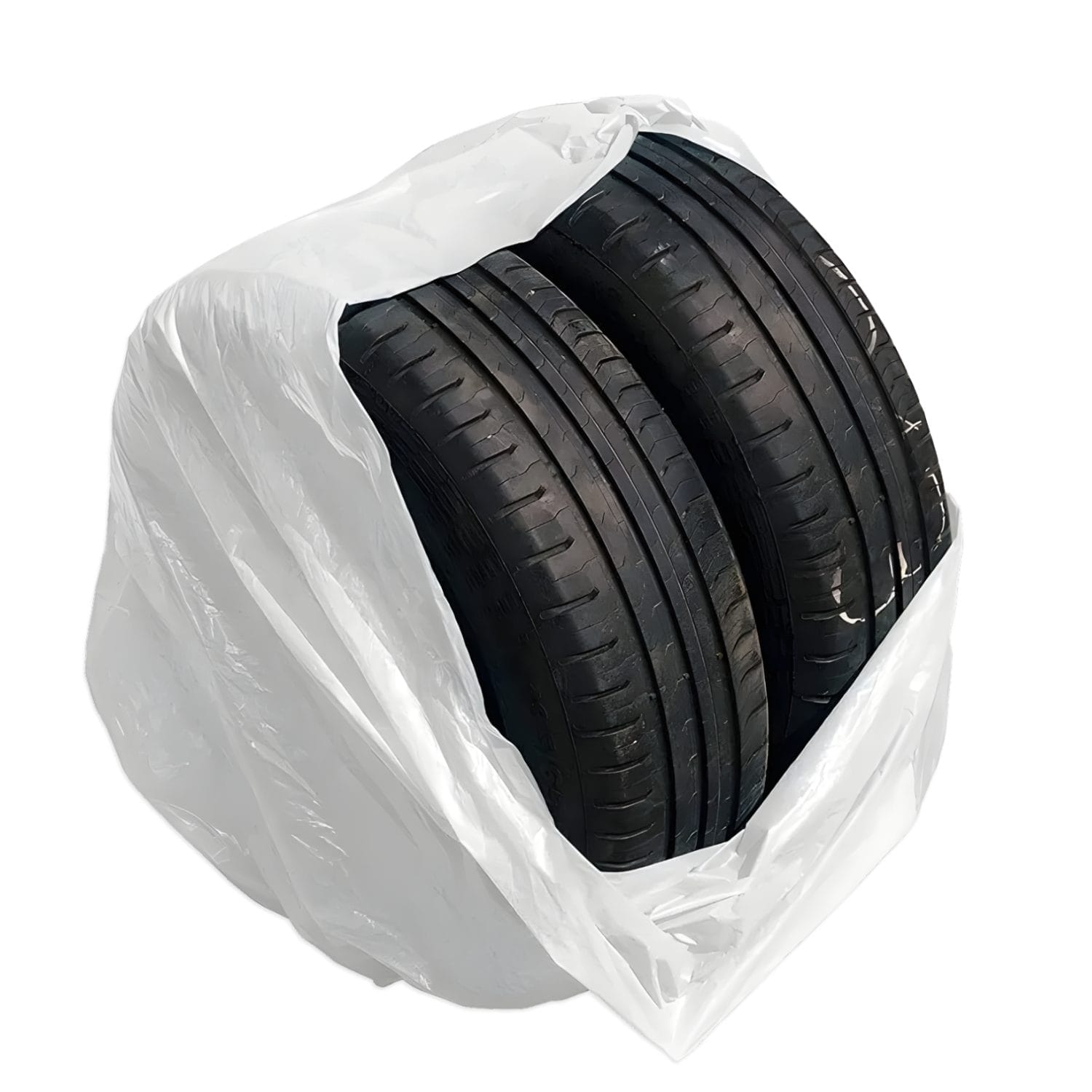 sacchi pneumatici principale Pneumatici coperti con sacco protettivo in plastica trasparente