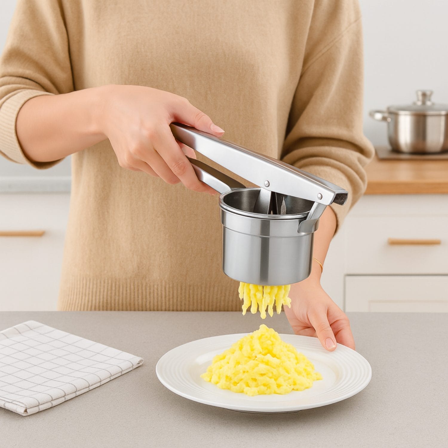 schiacciapatate coreografica chiacciapatate professionale inox che spreme purè fine e compatto