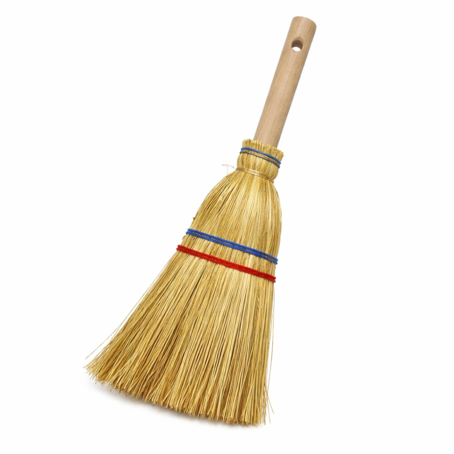 Scopa in saggina naturale con manico in legno per pulizia cenere e superfici