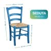 sedia paesana misure (2) Sedia paesana in legno blu con seduta in paglia dimensioni 86x43x42 cm